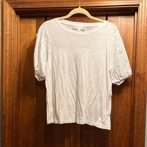 Chelsea & Theodore White Eyelet Sleeve Blouse